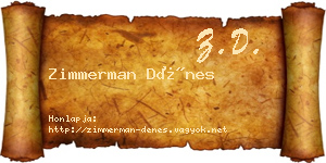 Zimmerman Dénes névjegykártya
